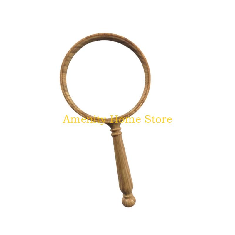 F26C Aspherical Lens 10X Magnifier with Retro Wooden Handle Not Fatigue Magnifying Glass for Detailed Observation Home Decors