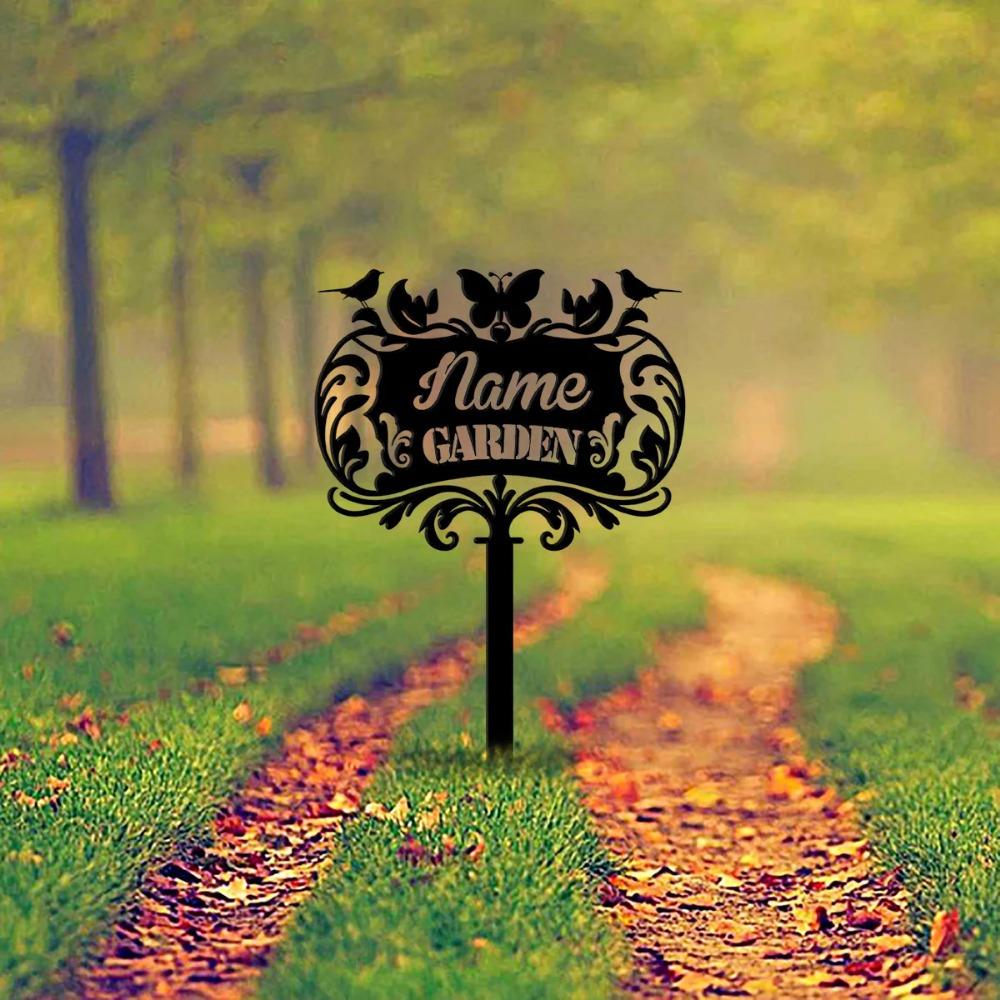 Custom Garden Bird Plaque, Personalized Metal Yard Sign, Outdoor Garden Marker, Mother's Gift, Wall Sculpture
