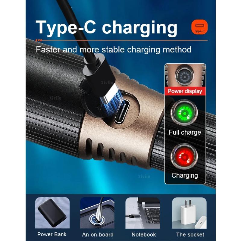 High Power Handheld Led Flashlights Portable Outdoor Camping 3 Lighting Modes Aluminum Alloy Zoomable Light Waterproof Torch