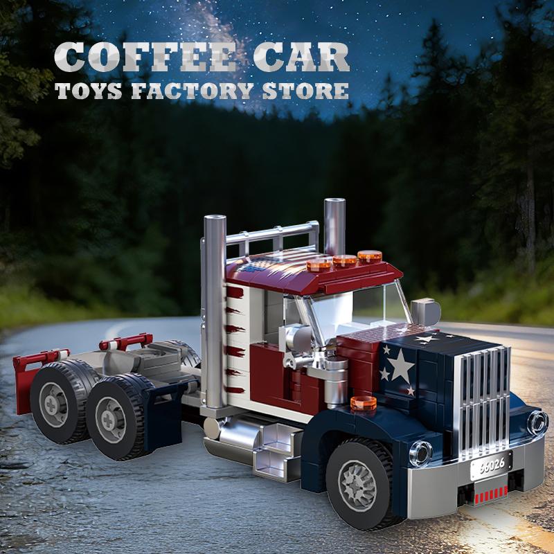 Creative Truck Head Bricks MOC Set City Loader Car Shipping Vehicle Building Blocks Toys DIY Container Trailer Model Adult Gifts
