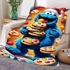 Sesame Street Cookie Monster Christmas Blanket - Festive Plush Throw Featuring Joyful Cookie Monster in Santa Hat Holding Colorf