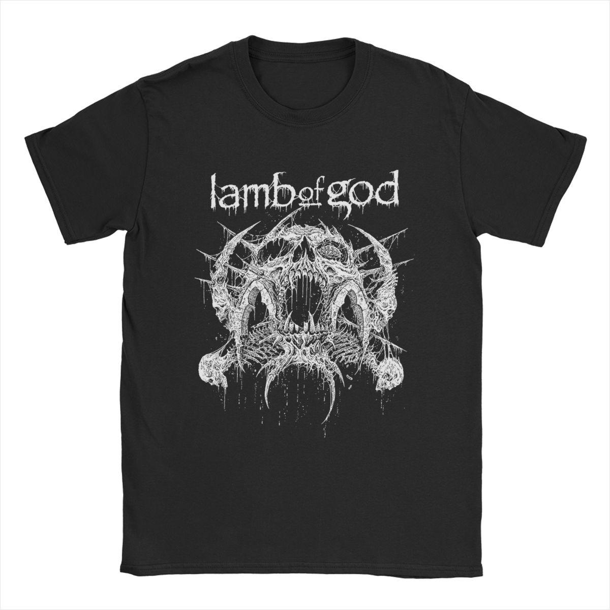 

Футболки гурту Lamb Of God Чоловічі 100% бавовна Смішні футболки З круглим вирізом Футболки з коротким рукавом Одяг з принтом XXXXXL чорний