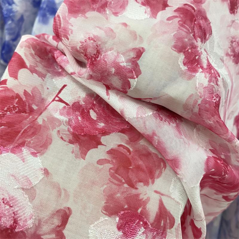 Nowa Tkanina Szyfonowa Miękka Półprzezroczysta Lekka Oddychająca Styl Chiński Żakard Kwiatowy na Sukienki DIY Koszule Przeciwsłoneczne