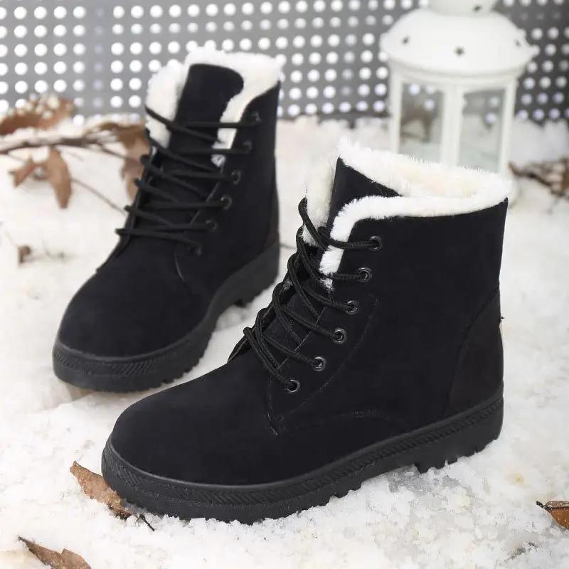 New Snow Boots Women's Flat Heel Korean Edition Winter Cotton Short Boots Women's Cotton Shoes Large Size