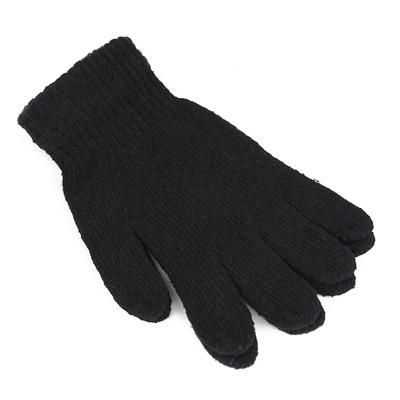 1Pair Black All-Finger Gloves For Women And Men Wool Knit Wrist Cotton Gloves