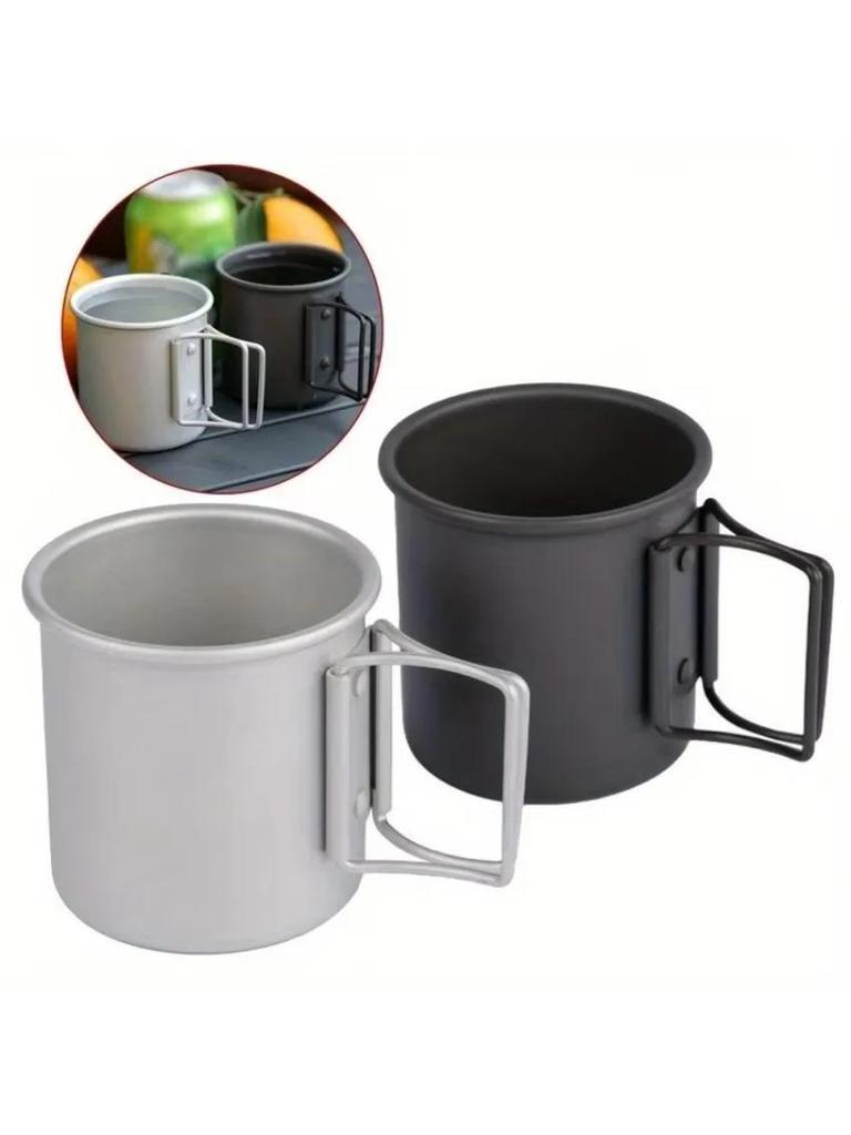 1 Pcs Outdoor Camping Cup With Foldable Handle Portable Ultra-light Aluminum Alloy Mug For Outdoor Hiking New Arrival 300ml