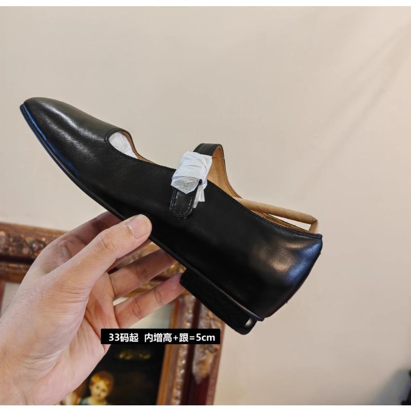 

Small invisible inner height increase 5cm ballet shoes small thick heel genuine leather Mary Jane shoes show height women s single shoes 33