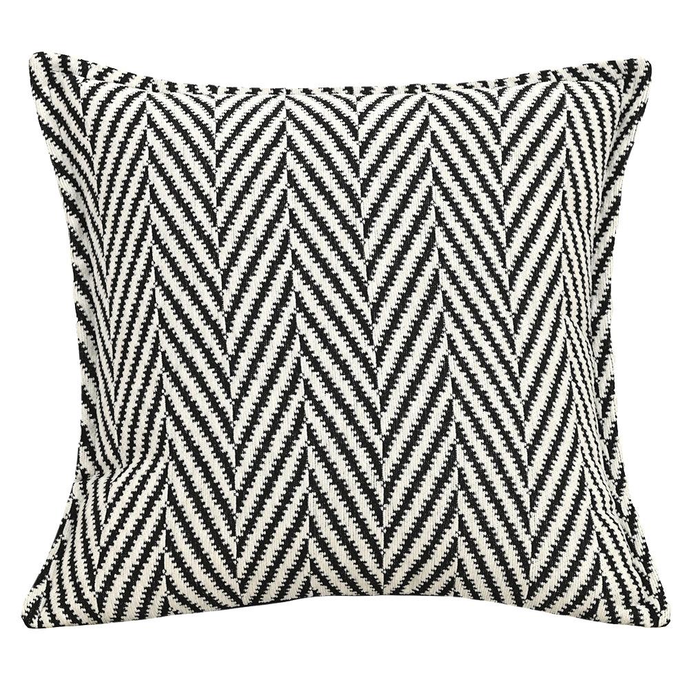 Luxury Black White Chenille Jacquard Pillowcase Vintage Farmhouse Cushion Cover Premium Ins Style Sofa Decor