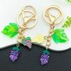 Creative Resin Purple Grape Keychain with Leaves