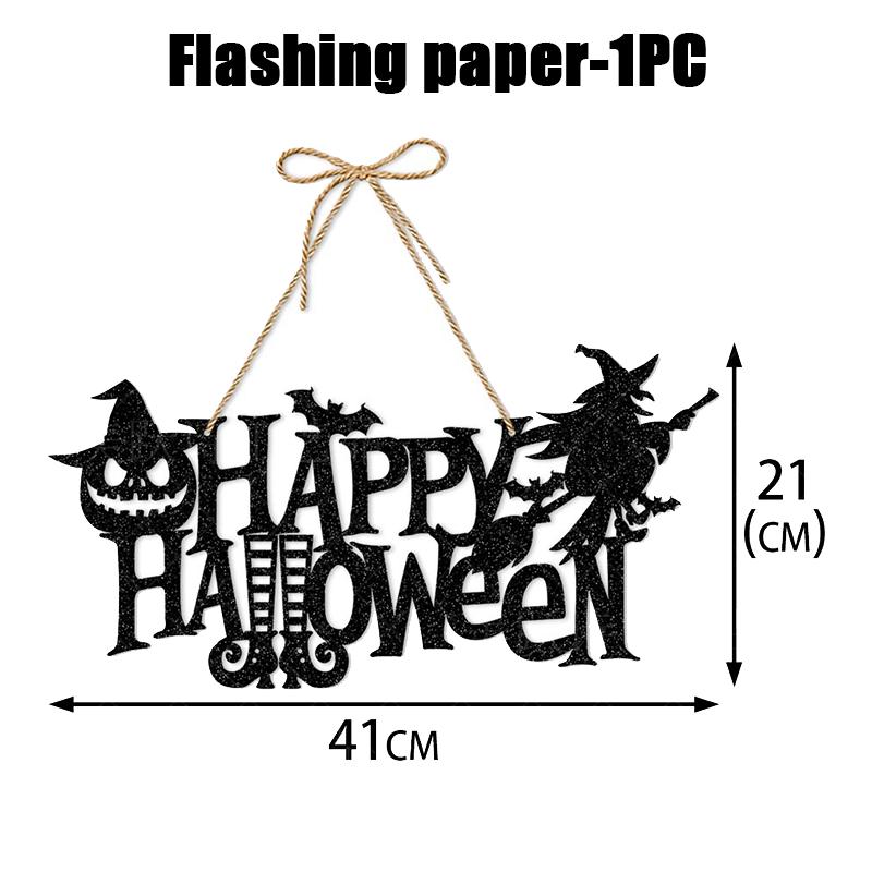 Halloween Ghost Black Cat Pumpkin Door Hanging Sign Decorations Happy Halloween Front Door Hanger Yard Wall Home Decor