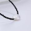 HENGSHENG 12-13mm Big Baroque Freshwater Pearl Bracelet for Women Black Crystal Stone 16cm 925 Sterling Silver Bracelet Girls