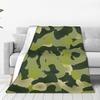 Flannel Throw Blanket Green Camouflage Army Camo Warm Plush Blankets Soft Bedspread for Bed Living Room Home Travel Couch