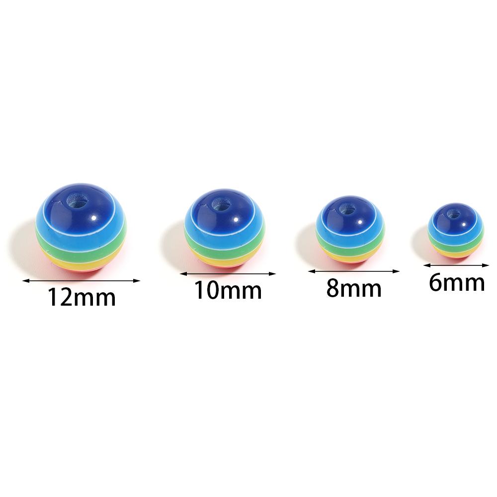 50pcs/Lot Resin Rainbow Beads Stripe Flat Round Loose Spacer Bead for DIY Bracelet Necklace Handmade Jewelry Accessories