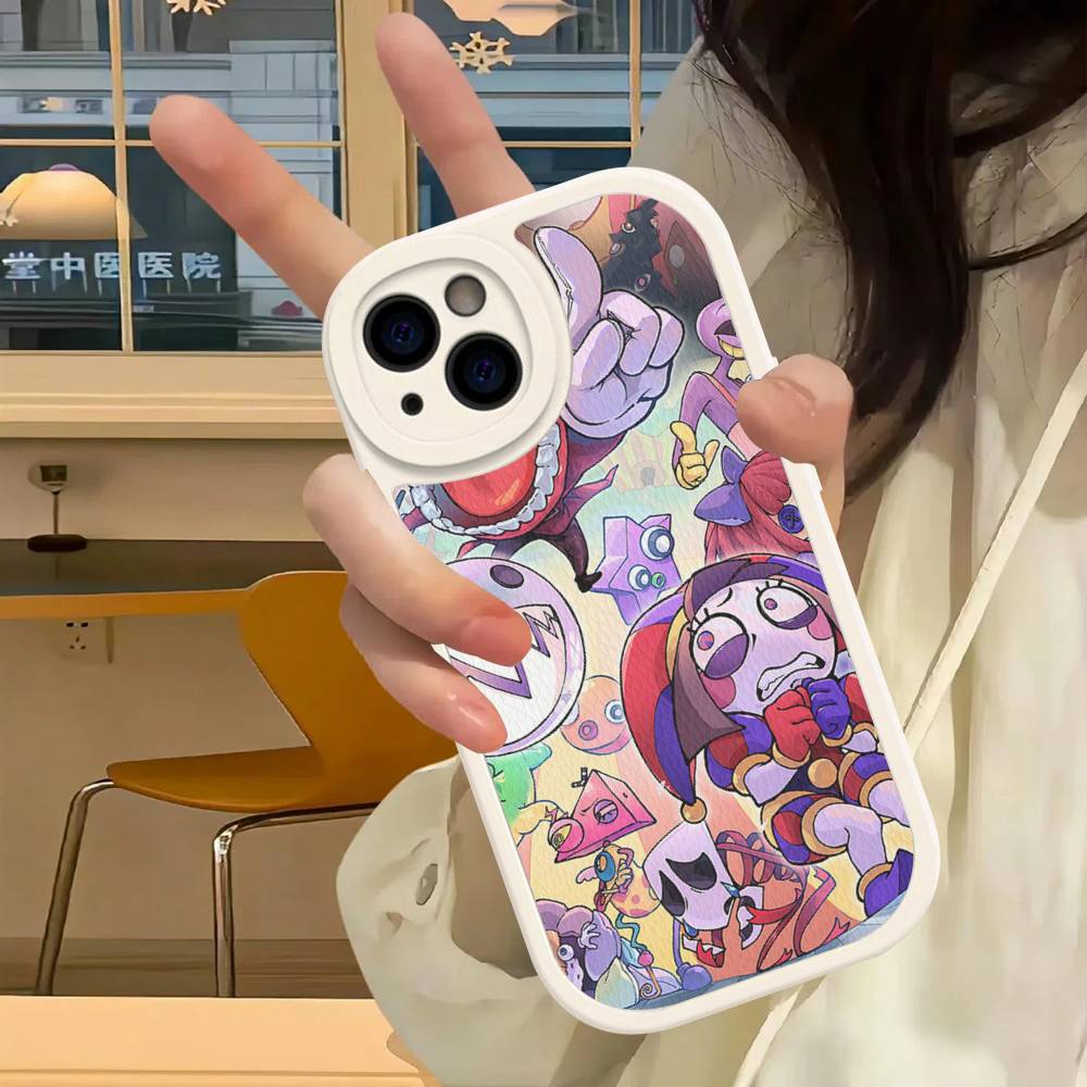 Étui de téléphone amusant en cuir A-Amazing D-Digital Circus Pour iPhone 16 15 14 Pro Max Plus 13 12 11 Housse en silicone