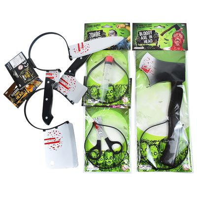 Halloween Funny Axe Saw Nail Knife Headwear Blood Fake Scary Toys Halloween Party Horror Props Kids Gift Trick or Treat Favors