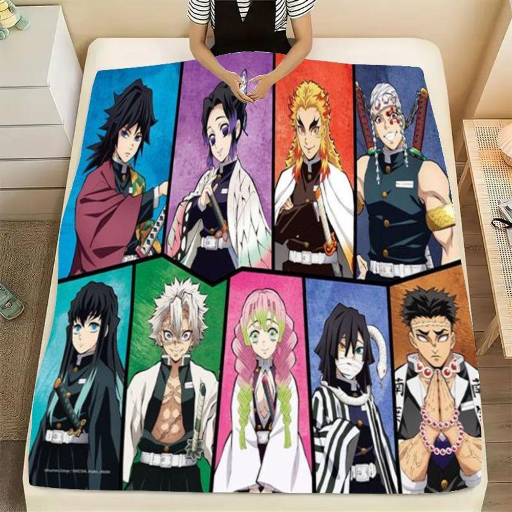 

Вбивця демонів: Ковдра з персонажами Kimetsu no Yaiba - М яка плюшева ковдра з іконками з серії аніме, Ідеальна 150x180cm