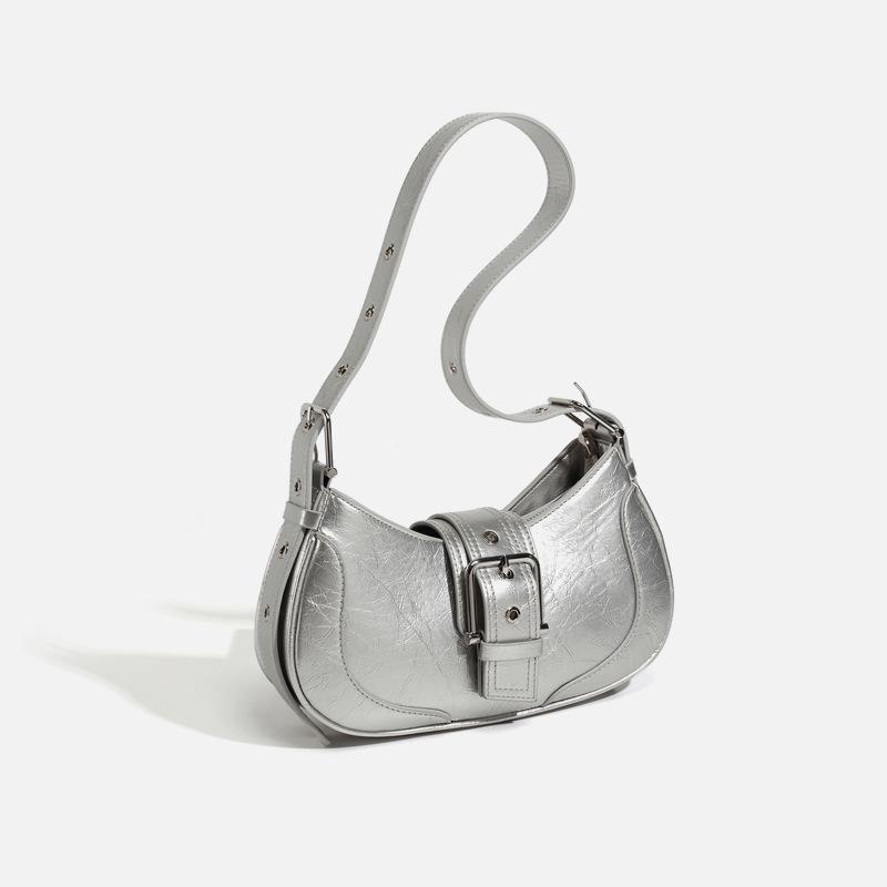 2025 New Trendy Women's Bag, Unique Design, Textured Baguette Bag, Vintage Underarm Bag, Versatile Wide-Strap Shoulder Bag
