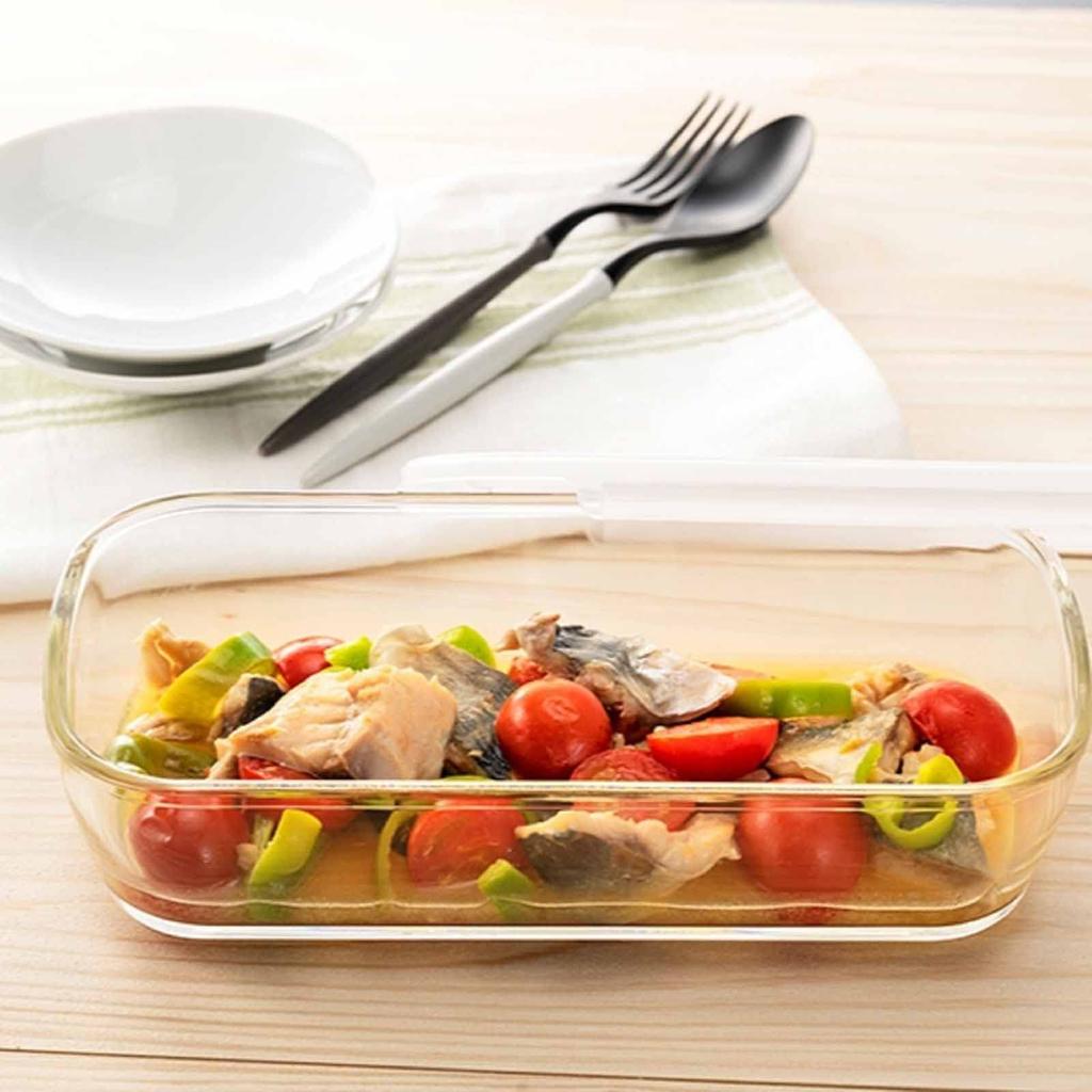 Hario (Hario) BUONO Kitchen KSTL-140-TW Clear Heat-Resistant Glass Storage Container, 1400ml, Square, Made In Japan