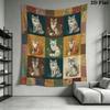 Retro patchwork Animal Wall Tapestry Aesthetic Wall Hanging Printed Fabric Blanket Decorative Tapestries for Bedroom Living Room Home Decor
