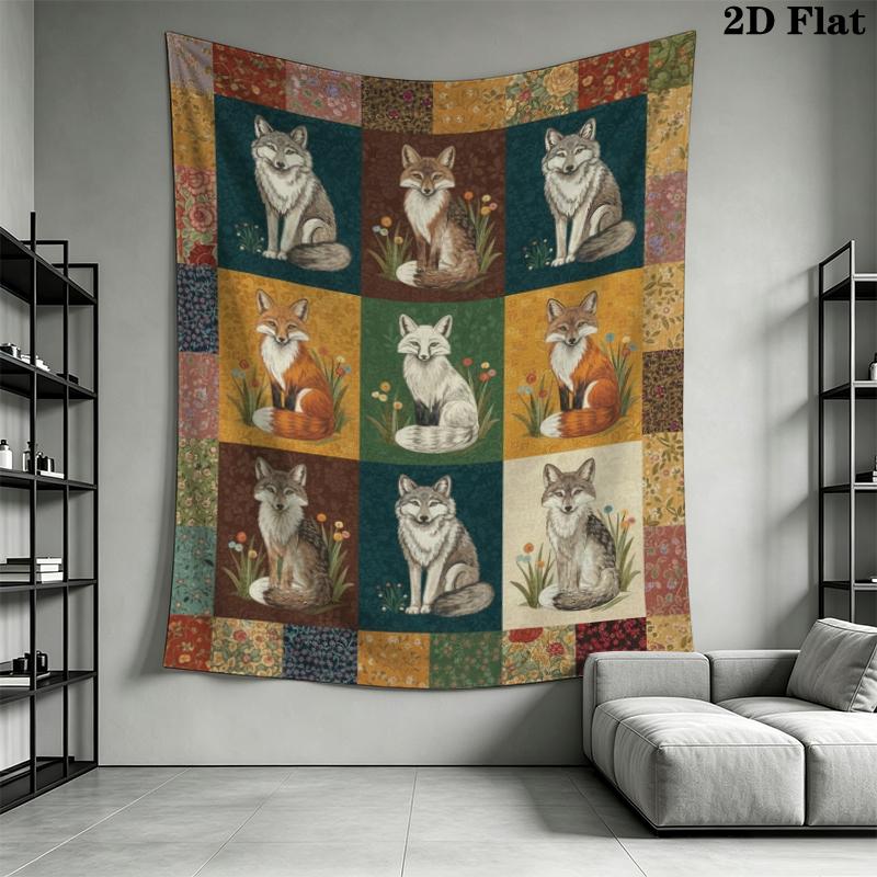 Retro patchwork Animal Wall Tapestry Aesthetic Wall Hanging Printed Fabric Blanket Decorative Tapestries for Bedroom Living Room Home Decor