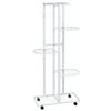 343118 vidaXL Jardinière à 5 niveaux avec roues 44x23x100 cm Blanc Fer
