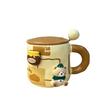 High Value Mug with Lid Spoon Cartoon Bear Ceramic Cup for Girls Birthday Gift High End Office Water Cup