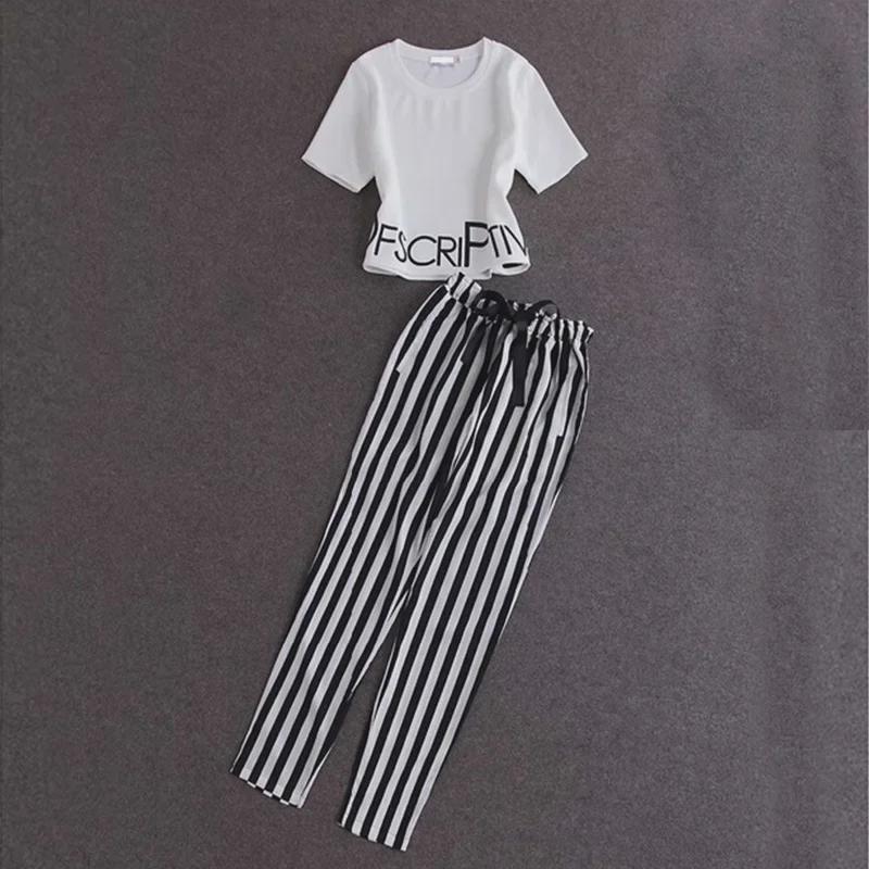 Women's 2024 Summer Short Sleeve T-shirt & Casual Pants Two-Piece Sports Set