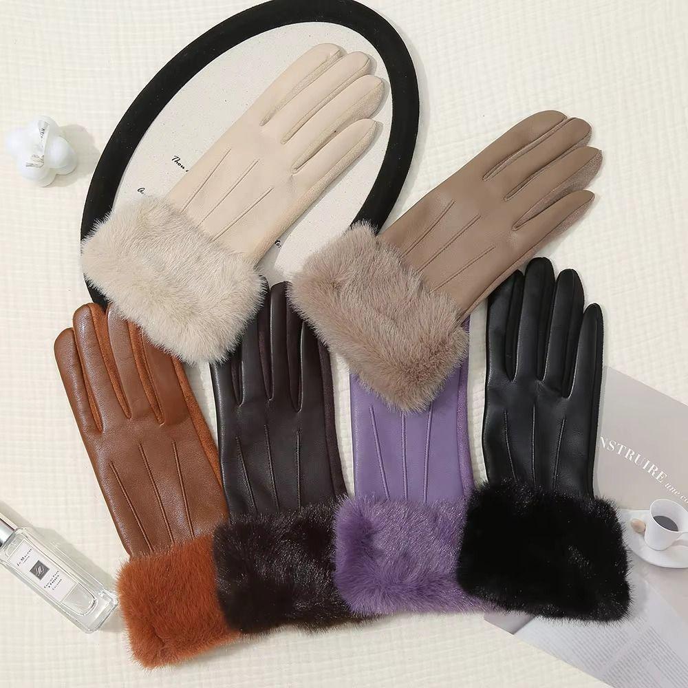 Gants Thermiques Doublés à Écran Tactile pour Femmes Couleur Unie Gants Thermiques d'Hiver pour Femmes Saison Hiver