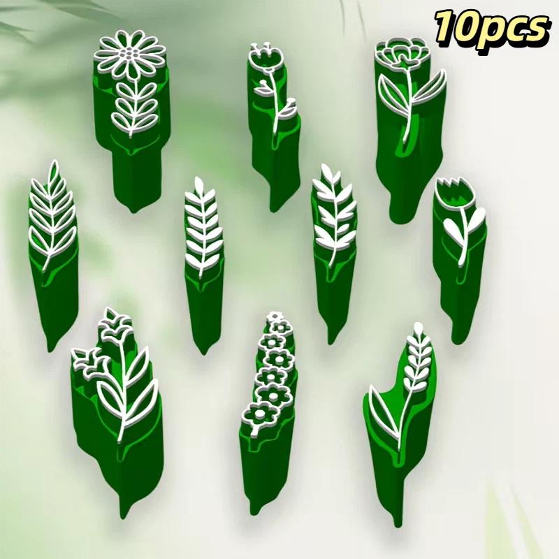 Flower Leaf Design Clay Stamp Molding Kit 10PCS Lightweight Plastic Tools for Handmade Brooch Badge Making