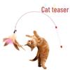 Multicolor Steel Wire Cat Teaser with Feather & Bell - Interactive & Durable with Replaceable Head