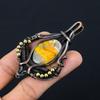 Bumblebee Jasper Gemstone Pure Copper Wire Wrapped Designer Handmade Pendant Jewelry