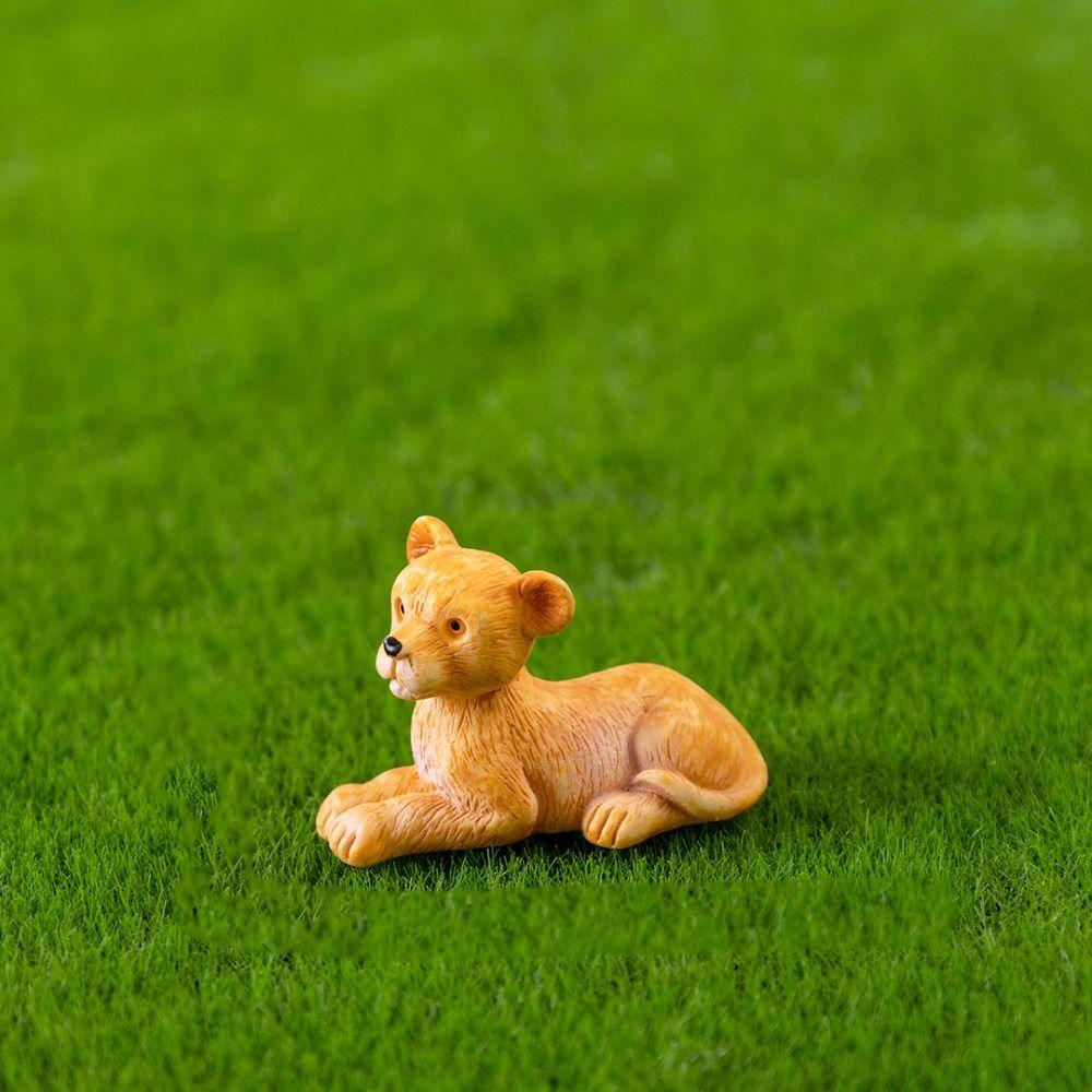 Смола Мультяшные Фигурки Льва Коричневый Микроландшафт Миниатюрная Статуэтка Львицы Бонсай Украшение Сказочный Сад