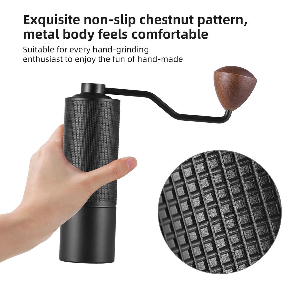 Manual Coffee Bean Grinder with Ergonomic Wood Crank 5 Core Conical Stainless Steel Burr 24 Gears