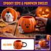 Taza Cerámica Forma Calabaza con Detalle Fantasma Temática Halloween Taza Café Diseño Novedoso para Uso Estacional y Colección Cocina Hogar
