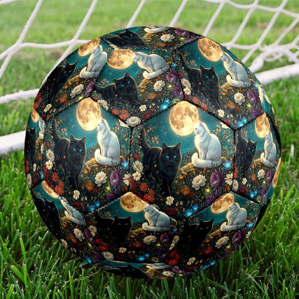 1pc Moonlit Garden Cats Theme Soccer Ball Football, Size 5, Lightweight PVC, Outdoor Training Soccer Ball,Sports Gift t61455