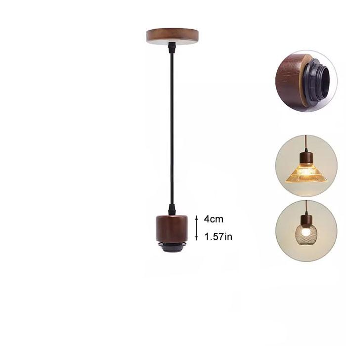 Extension 1.2m 2m Lamp Shade Ring Holder Solid Wood E27 Pendant Light Base Cord E26 Light Socket with Socket Ring for Lighting