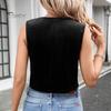 Versatile V-neck Vest Women's Sleeveless Top V Neck Button Down Crop Stylish Tank Summer Going Out Waistcoat Casual Business Shirt Retro-inspired for