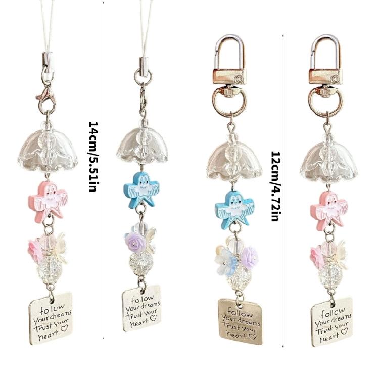 Artistic Resin Kite Keychain With Wind Chime Keyring With Swinging Ornament Handmade Camera Strap Accessory