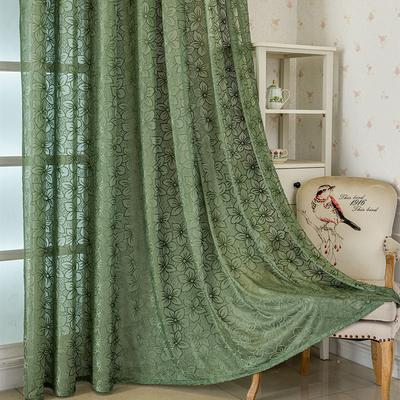 1 Panel Cortina de Gasa Semitransparente con Estampado de Hojas Verdes Estilo Campo Francés con Ollaos - Verde Menta y Blanco Cortinas Botánicas para Ventana para Dormitorio
