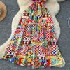 Summer Women Vintage Baroque Print Designer Runway Dress Spaghetti Strap Long Midi Party Dresses