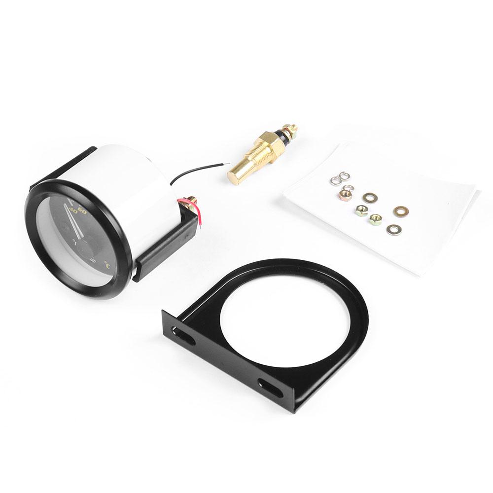 2'' 52MM White Led Water Temperature Gauge 40-120 Celsius/100-250 Fahrenheit With Water Temp Joint Pipe Sensor Adapter 1/8NPT