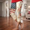 Damen Elastische Taille Capri-Leggings mit Sternenprint Dehnbar Schlanke Passform Sieben Achtellänge Lässige Strandhose für den Sommer