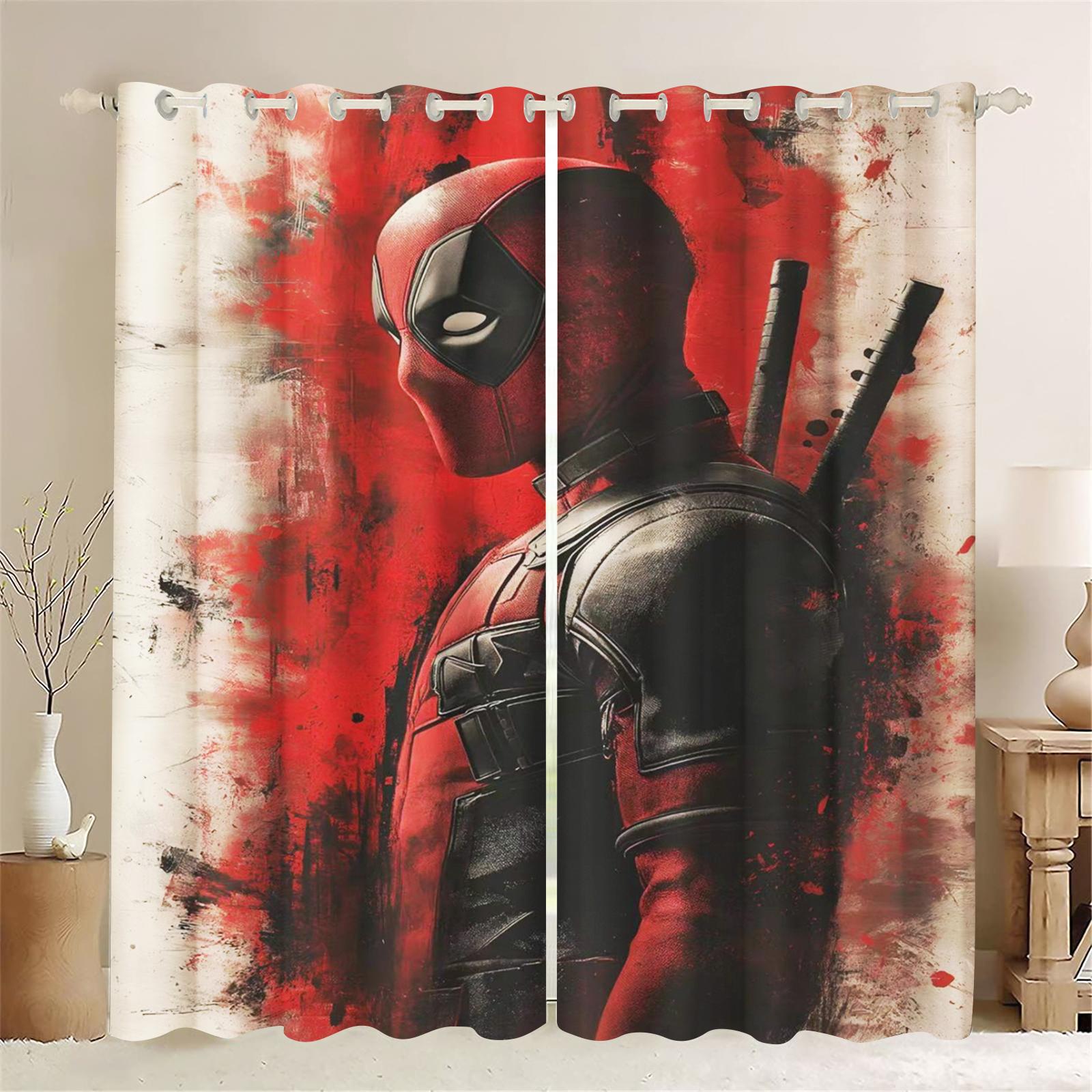 Tonnika Chen Deadpool Wolverine Cartoon Curtain Animated Fashion Suitable Bedroom Kids Adult Gifts Room Decoration Curtains Blackout Polyester Window Treatment