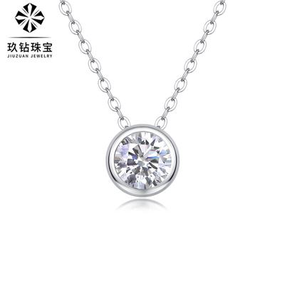 S925 Silber Halskette Moissanit Reiner Anhänger mit Kette Silberschmuck Platiniert