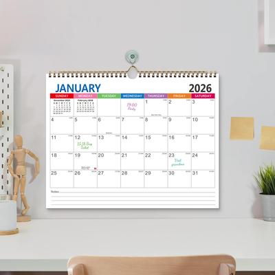 YO Coil Calendar 2026-2027 Cross-border English Calendar  Simple and Creative Multi-country Holiday Calendar  365-day Countdown
