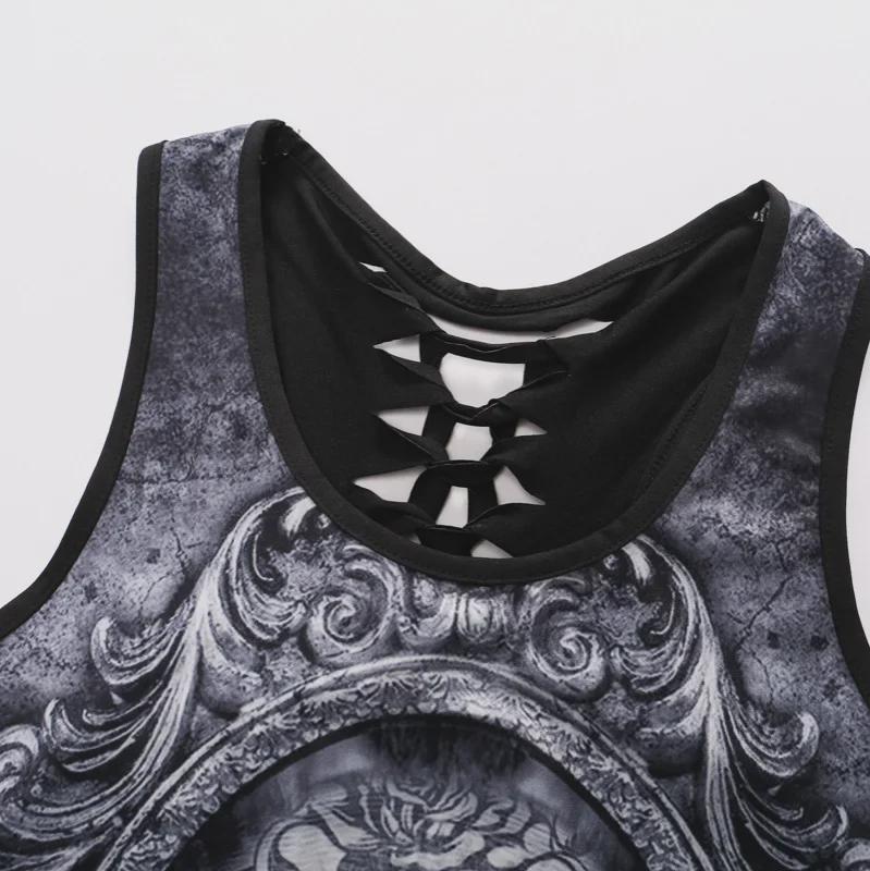 Women's Alien Skull Digital Print Backless Vest