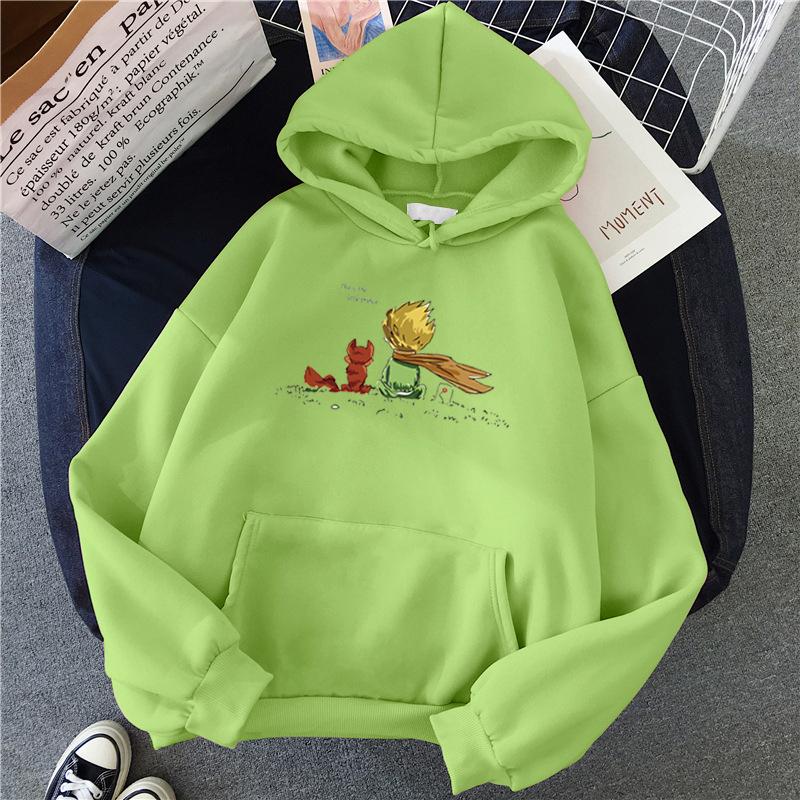 Kawaii Hoodie Cartoon Mädchen Übergroßes Sweatshirt Frühling/Herbst Hellblau Tops Langarm
