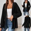 Fall Winter Women's Solid Color Ribbed Knit Cardigan Coat Simple Casual Long Sleeve Outerwear Top for Cross-border Export
