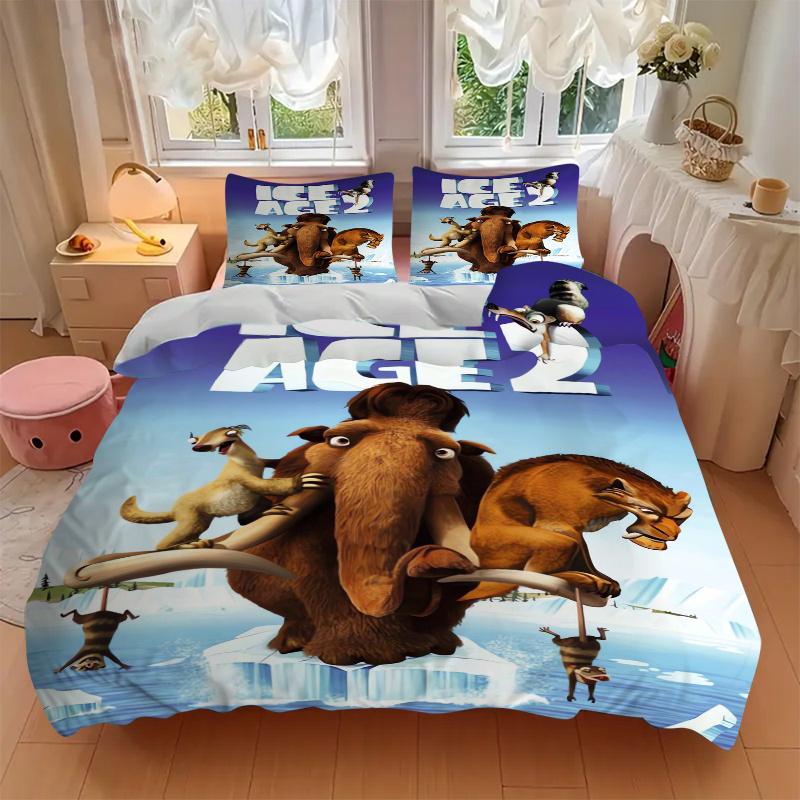 3pcs Ice Age 2 The Meltdown Quilt Set, Soft and Comfortable Bedroom, Guest Room and Dorm Decor Bedding Set 1 Quilt Cover + 2 Pillowcases.Q05