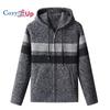 Cozy Up Men's Knitwear with Plush Thickened Zipper Hooded Jacket Loose Casual Cardigan